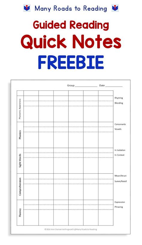 Guided Reading Quick Notes FREEBIE. Make quick notes about observations