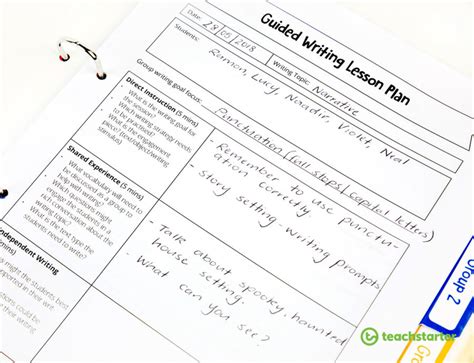 Guided Writing Lesson Plan Template