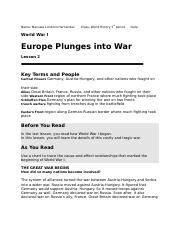Guided europe plunges into war answers. - Como o vento descido pilas ribeiras..