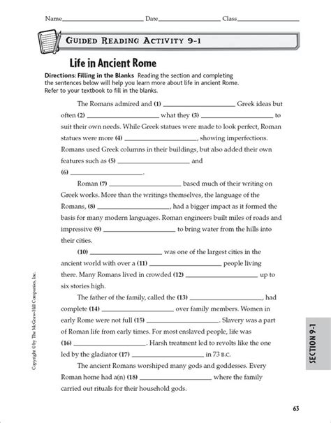 Guided reading activity 1 1 life in ancient rome answers. - Madagascar, le colonisé et son âme.