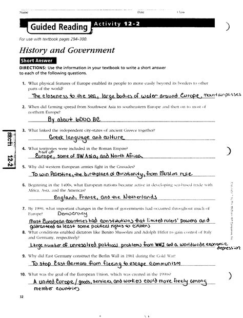 Guided reading review work american government. - Guía de estudio de digestión clave de respuestas.