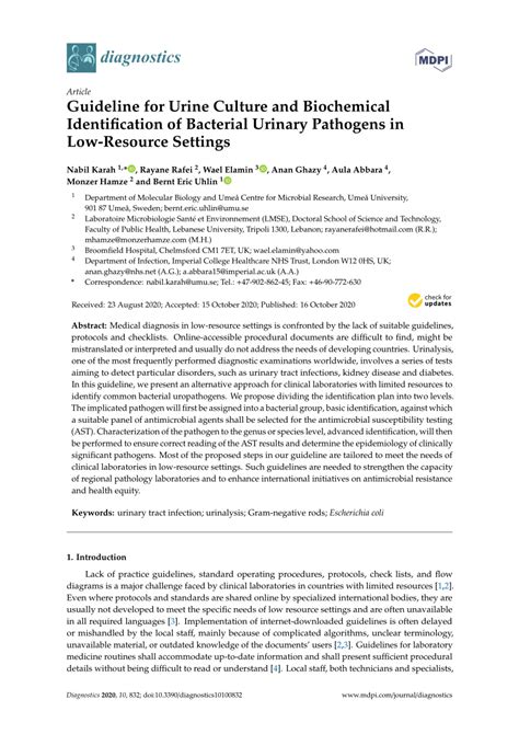 Guideline for Urine Culture and Biochemical Identification of