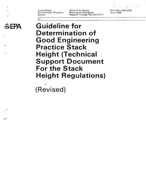 Guideline for determination of good engineering practice stack height technical support document for the stack height regulations. - Practical field ecology a project guide.