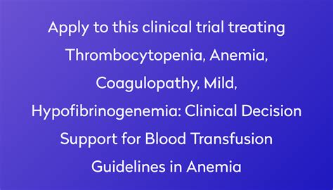 Guidelines for blood transfusion in anemia