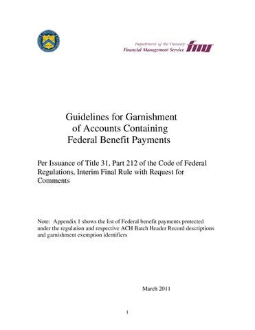 Guidelines for garnishment of accounts containing federal. - 1994 am general hummer window regulator manual.
