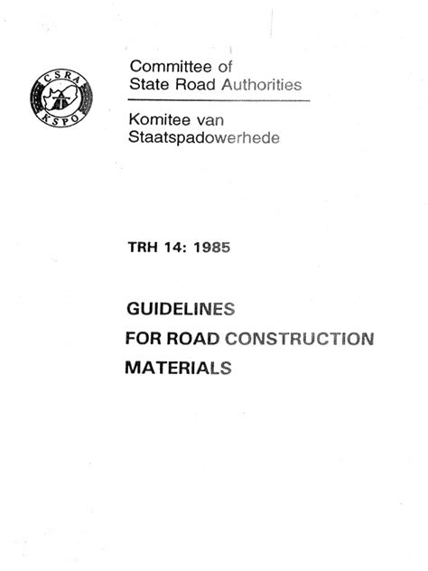 Guidelines for road construction material trh14. - Asus manuale utente per memory qvl.