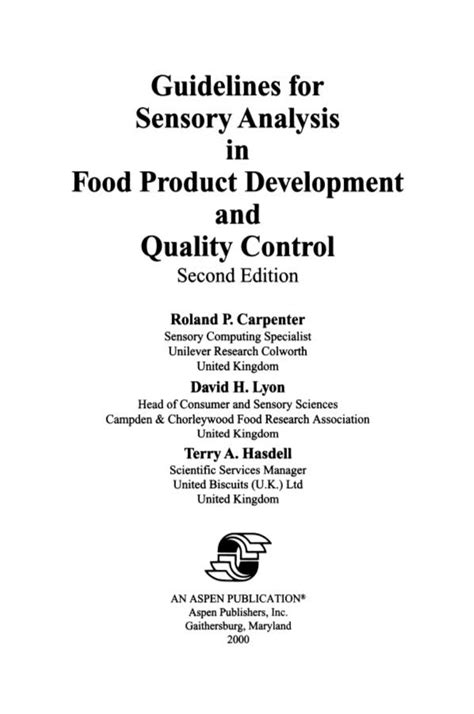 Guidelines for sensory analysis in food product development and quality. - 1990 acura legend control arm bushing manual.