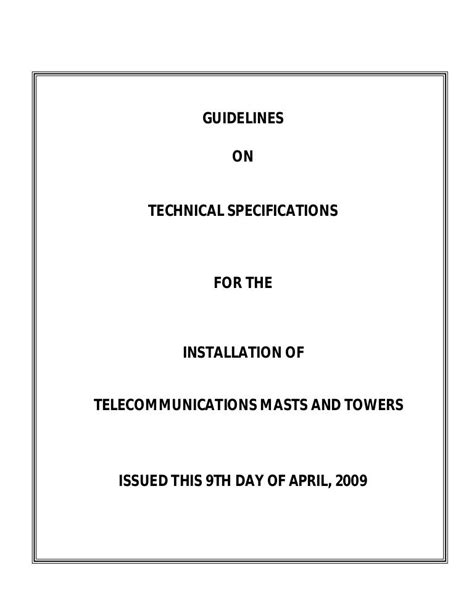 Guidelines on Technical Specifications for the Installation of ...