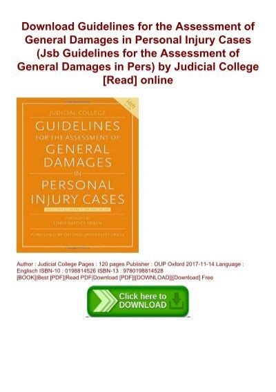 Read Online Guidelines For The Assessment Of General Damages In Personal Injury Cases By Judicial College