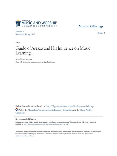Guido of Arezzo and His Influence on Music Learning
