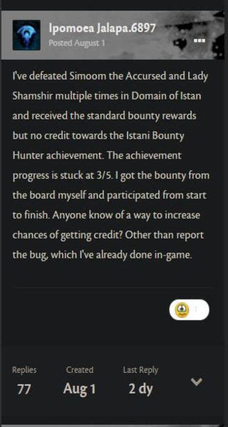 Guild Wars 2 Istani Bounty Hunter achievement bug fixed?