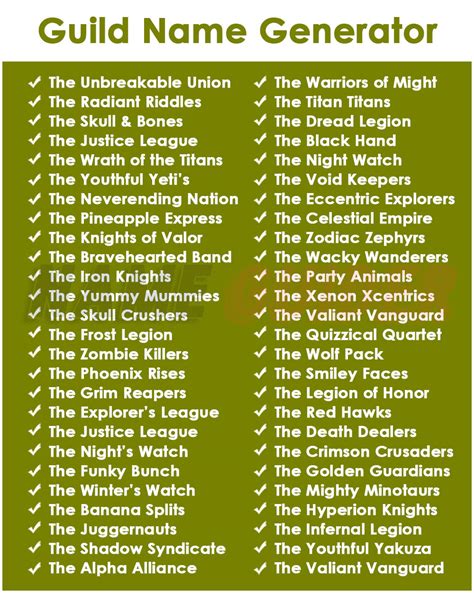 Guild name generator.  Explore clan names with our free AI-powered Clan Name Ge...