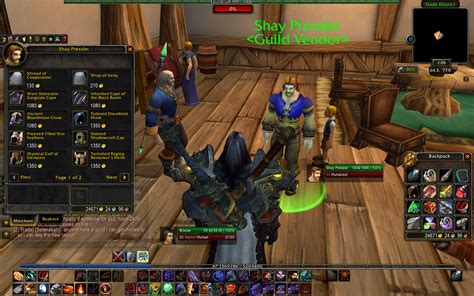 For those looking, Shay Pressler is located in the Stormwind Visitor's Center ... Kommentar von koimagheul fun story : at some point in the beta, the guild vendor was a female npc. though it does not show much difference in the english client, the change of this character's gender led to a funny missup in the french client.. 