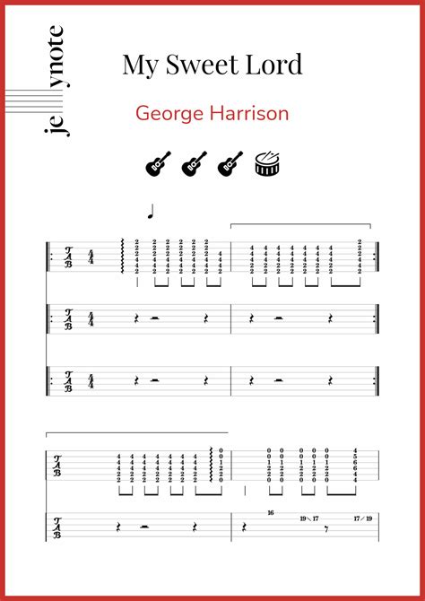 Guitar chords My Sweet Lord, George Harrison, Jim