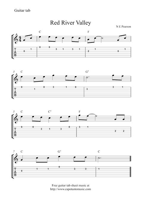 Guitar sheet music. This will show the exact frets and strings to play when strumming a full chord. With a chord diagram, the left-most string is the lowest string of the guitar. The strings ascend as you move left to right just as the frets ascend as you move top to bottom. Notice the ‘O’s above the 1st and 3rd strings. 