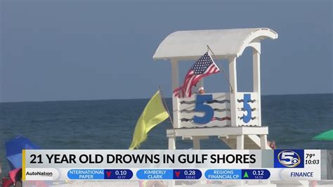 Gulf shores drowning yesterday. Updated: Apr 13, 2023 / 12:57 PM CDT. GULF SHORES, Ala. (WKRG) — The Gulf Shores Fire Department said two people were hospitalized after strong winds rolled one camper into another at Gulf State ... 