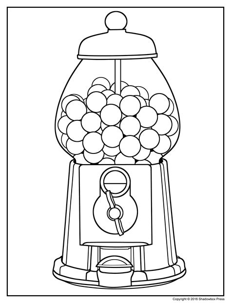 Free Coloring Pages; Blank Gumball Machine; Blank
