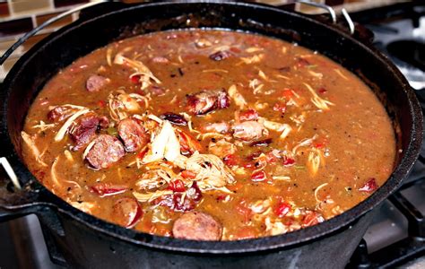 Gumbo pot. Apr 11, 2019 · Put on paper towel and set aside. Place the 1/2 cup vegetable oil in a 12-quart stockpot. Heat the oil over medium heat. Once the oil is hot, a tablespoon at a time slowly add the 1/2 cup flour to prepare the roux, stirring constantly. Once all the flour has been added, continue heating and stirring the roux until it becomes a … 