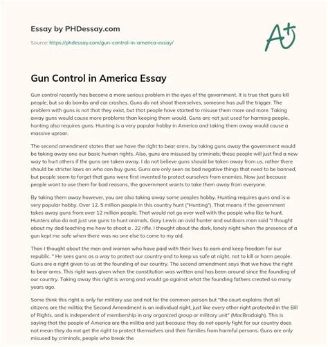 Gun Control Essay Bartleby