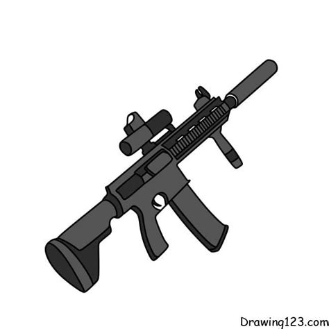Gun Drawing Step By Step Machine Gun Drawing Tutorial Step By Step