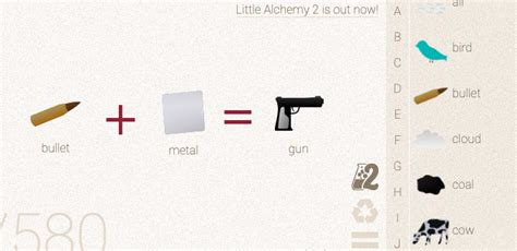 1. metal + bullet Step By Step Guide to make Gun in Little Alchemy