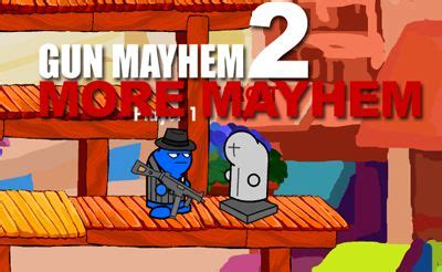 Gun Mayhem 2 is a shooting game for kids with bright colorful graphics and fast-paced gameplay. The game uses its first few levels to teach you how to play. This is very useful and you should not skip this part as later on the game can get very chaotic and fast-paced. The goal of this shooting game is to knock your opponents off the platforms ....