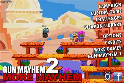 Gun Mayhem 3 is an exciting and creative action-packed game that serves as an updated version of its predecessors, Gun Mayhem 1 and 2. The game features impressive 3D graphics that provide an immersive experience. With 18 unique characters, 29 weapons, and 15 levels, there is plenty of variety to keep players engaged.