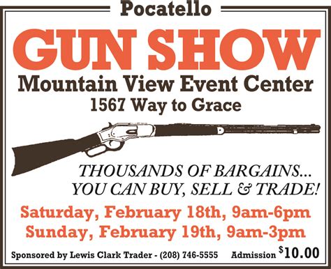 Gun show pocatello. Spring Multiplex startes Wednesday, May 8th. See the events page for full details. South East Idaho's Trap Shooting Destination. 