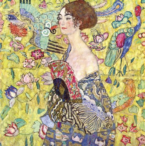 Description of the artwork «Girl with a fan». "Lady with a Fan" - one of the last portraits of women by Gustav Klimt. He worked on the painting in 1917 - shortly before his death, …. 