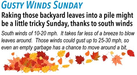 Gusty Sunday makes raking leaves rather tricky; sunshine prevails as temps rise into the 60s in the days ahead