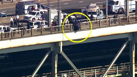 The agency received a report about 7 a.m. of a man climbing the railing on the Grandview Avenue bridge over I-670. The man jumped off the bridge and onto the freeway as police made their way to .... 