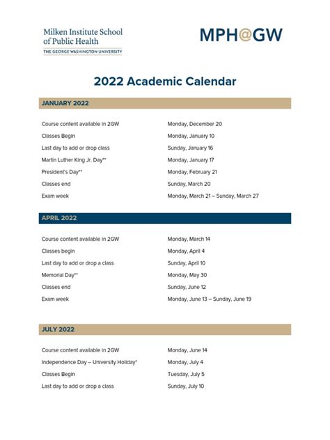 Gwu Calendar 2022