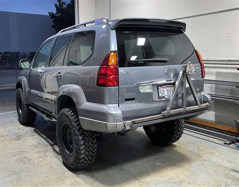 Lexus GX 470 modifications. Hey guys/gals, Wanted to get experienced 4x4 modders' thoughts on this. I'm looking at modding my stock 2008 Lexus GX 470 for overlanding. So far this is the preliminary mod list I got: Tires: BFGoodrich mud-terrain KM3 or Toyo Tire Open Country M/T Mud-Terrain Tire - 33 x 1250R18 118Q. Rims: fuel shok D666 rim GX 470.