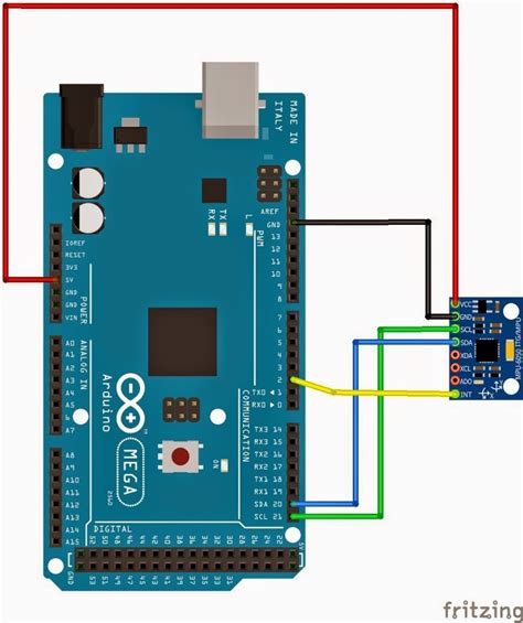 Gy 521 schematic.  This wiring is for Arduino Mega 2560.  After some initial troubleshoot...