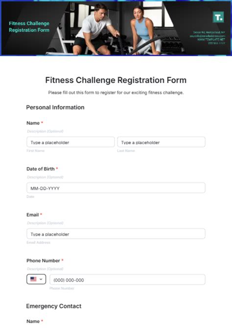Gym Challenge Registration Form Online Gym Forms