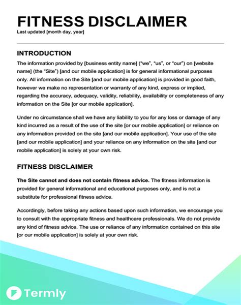 Gym Disclaimer Examples