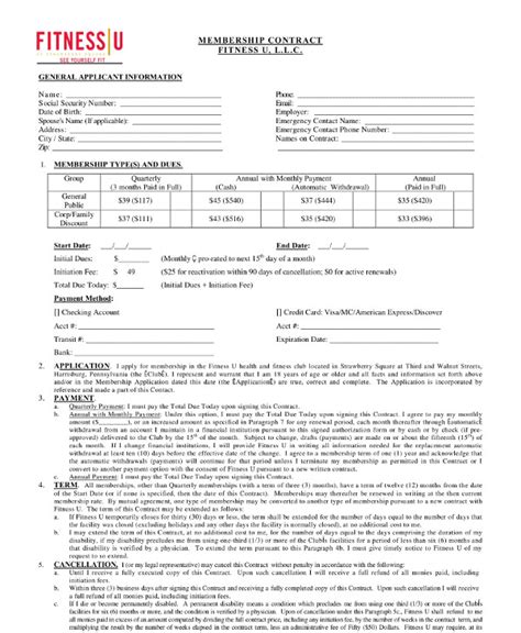 Gym Membership Contract 11+ Examples, Format, Pdf Examples