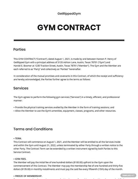 Gym contracts