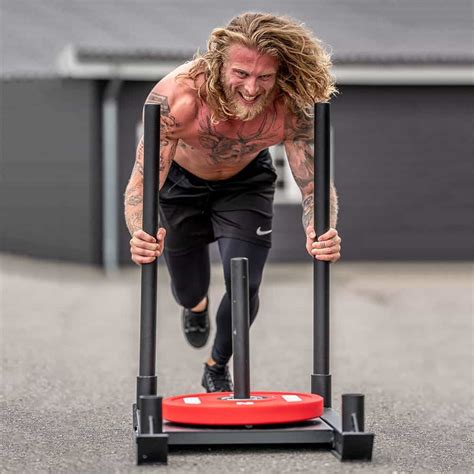 Gym sled. 2. Plate Push. A plate push is a great alternative in gyms without a full sled push machine. All you need is a weight plate and a smooth enough floor that you can push along without meeting too … 