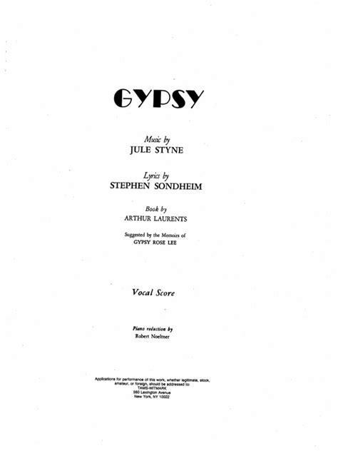 Gypsy Vocal Score