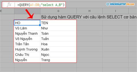 Hàm QUERY - Trình chỉnh sửa Google Tài liệu Trợ giúp - balustradellc