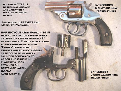Feb 11, 2016 · knight0334. Serial number means jack squat on pre-1940 H&R guns. All that I can tell you is that it is a Automatic Ejecting, 3rd Model since it has the caliber stamped on the barrel and it being a 6shot .32 caliber, which means it was made after 1904 and is a smokeless gun chambered in .32S&W Long. I can tell what variation it is if you provide ... 