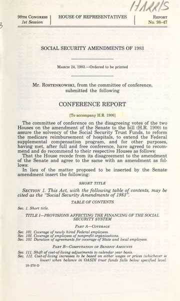 H.R.1900 - Social Security Amendments of 1983 - Congress