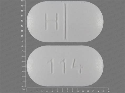 What is H 114 pill used for? Methocarbamol, Oral Tablet. This drug is only available as a generic drug. This drug also comes in an injectable solution that is only given by a healthcare professional. Methocarbamol is used to treat muscle pain and stiffness. What pill has H on one side and 115 on other side?. 