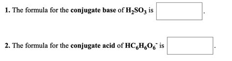 H2so3 conjugate base.  This process involves the loss of H+, leaving behind the...