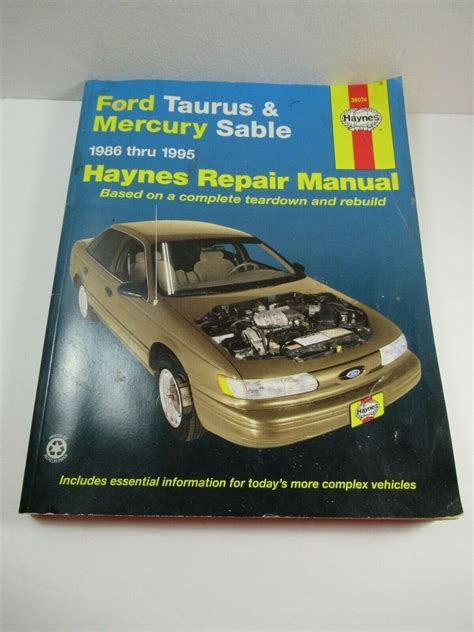H36074 haynes ford taurus mercury sable 1986 1995 auto repair manual. - El amor en los tiempos del cólera.