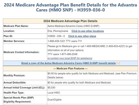 This page features plan details for 2024 Aetna Medicare Advantra Cares (HMO D-SNP) H3959 – 063 – 0 available in Kent County, Delaware and other counties. IMPORTANT: This page has been updated with plan and premium data for 2024. Some plan details may still reflect 2023 plan data, be missing, or be inaccurate until enrollment starts Oct 15.. 