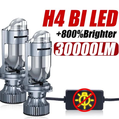 H4 led bulb for reflector housing.  LOVMOTO H4 Mini Bi-LED Projector Dual Lens LED He...