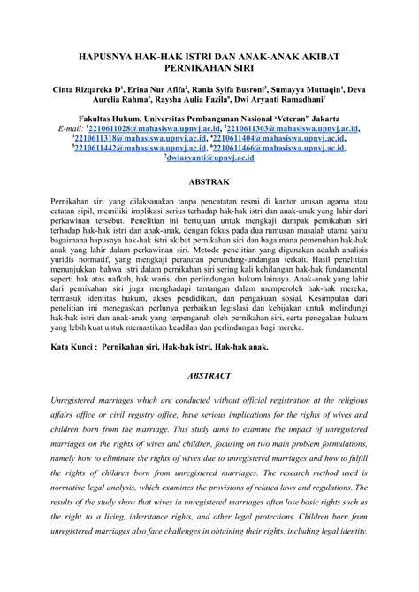 HAK ANAK- ISTRI DALAM PERNIKAHAN SIRI - Kemhan - balustradellc