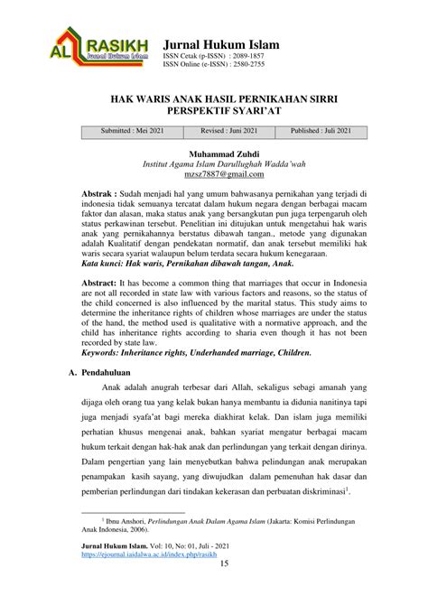 Hak Waris Istri Siri dan Anak | PDF | Hukum - Scribd - balustradellc